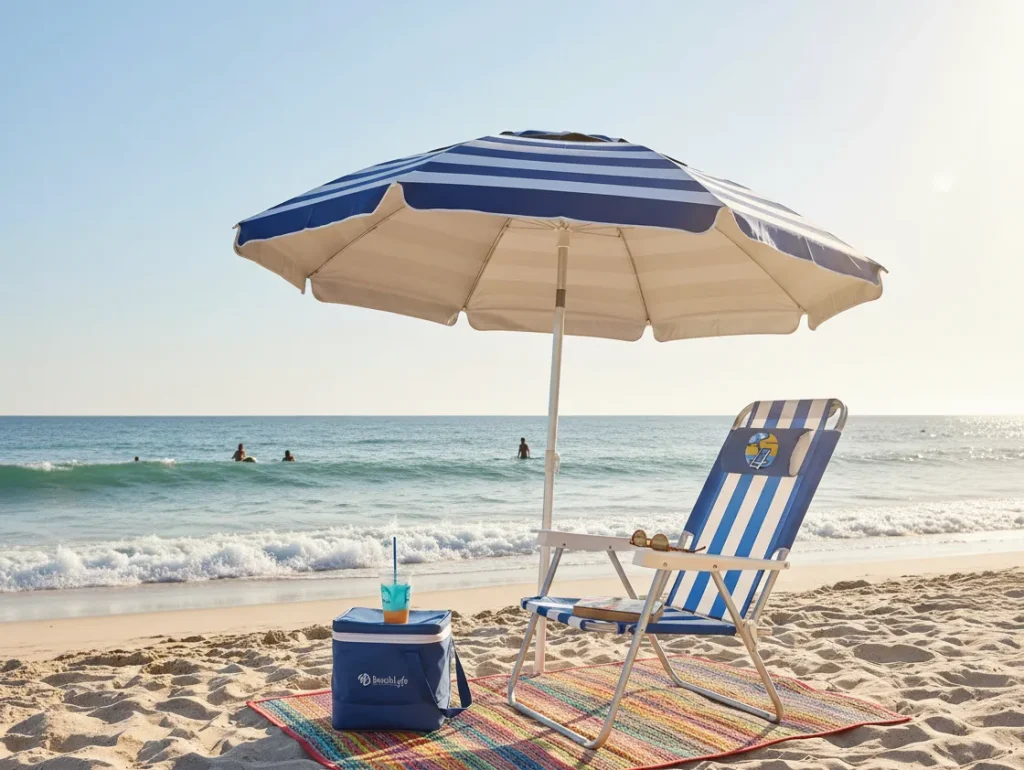 Beach chair with umbrella | Beach accessories | Beach essentials | Beach umbrella for chair