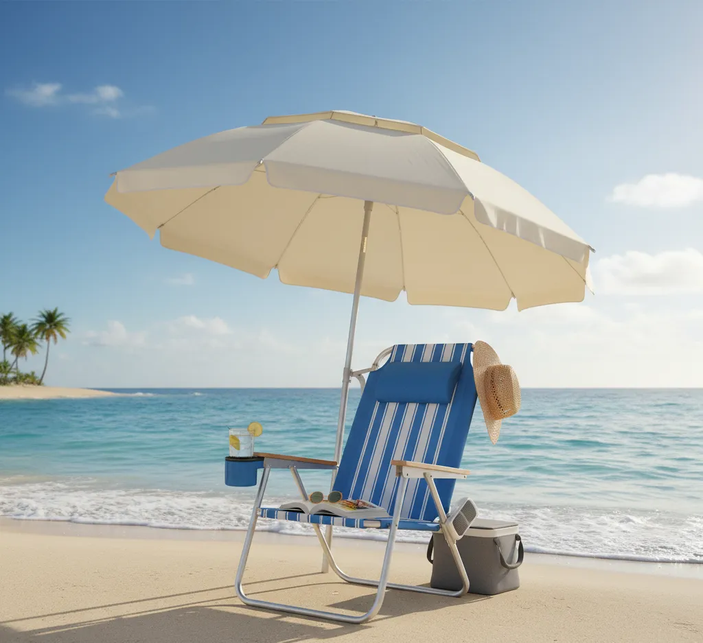 Beach chair with umbrella | Beach accessories | Beach essentials | Beach umbrella for chair