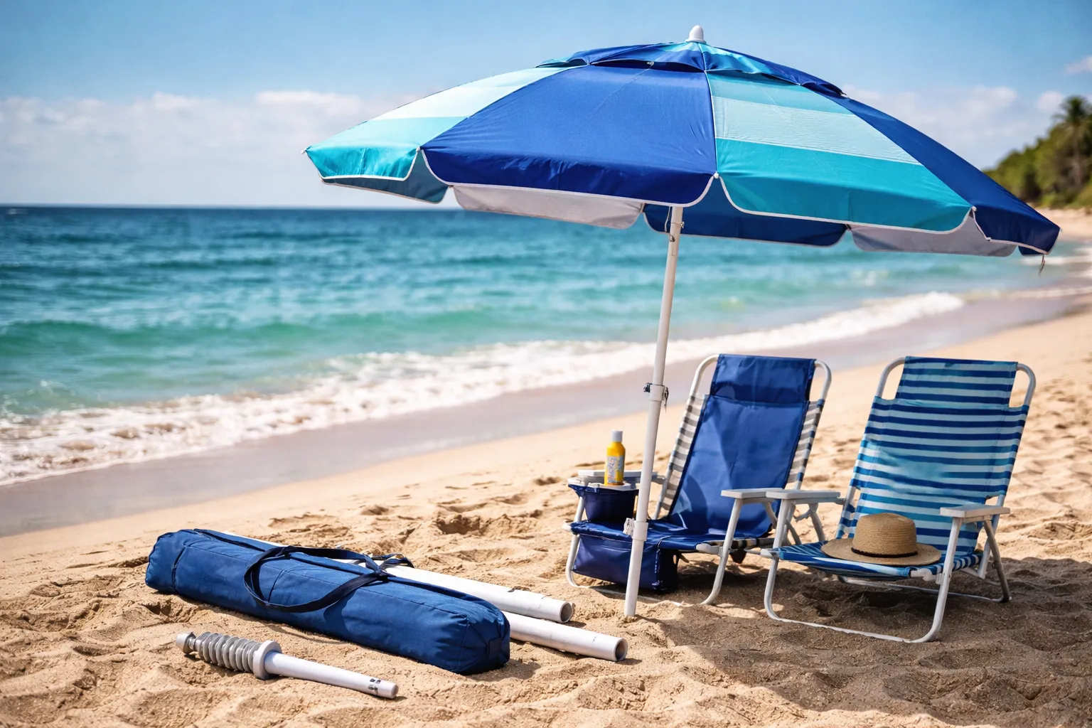 beach umbrella for chair | beach ice cooler | Beachlyfe App | beach equipment rental